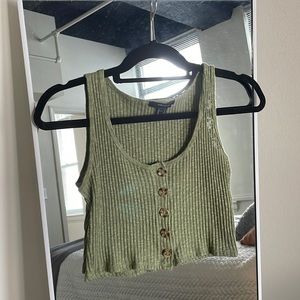 Green ribbed tanktop